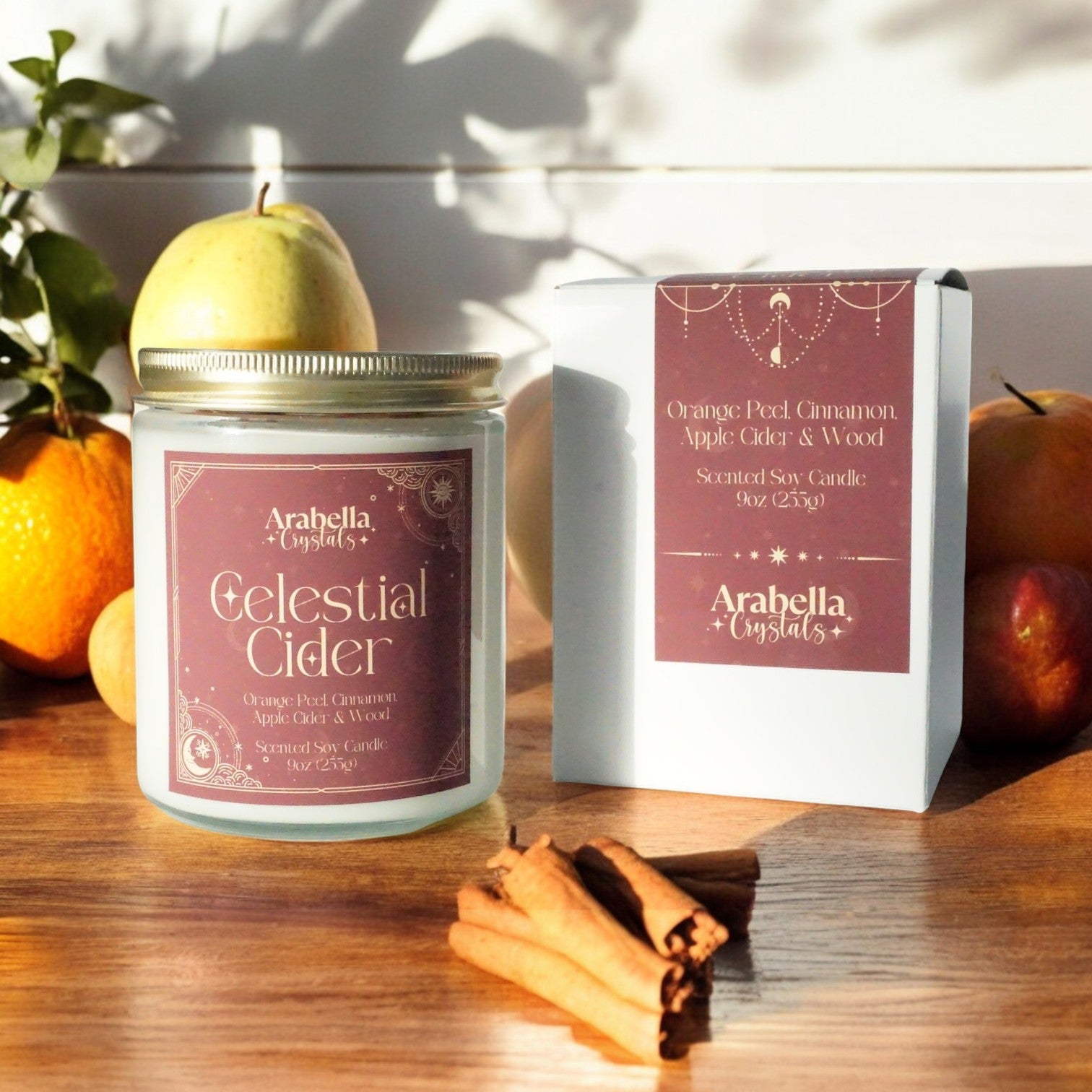 Celestial Cider Holiday Candle | Orange Peel, Cinnamon, Apple Cider, Wood