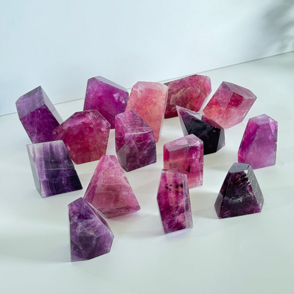 Pink Purple Fluorite Facet