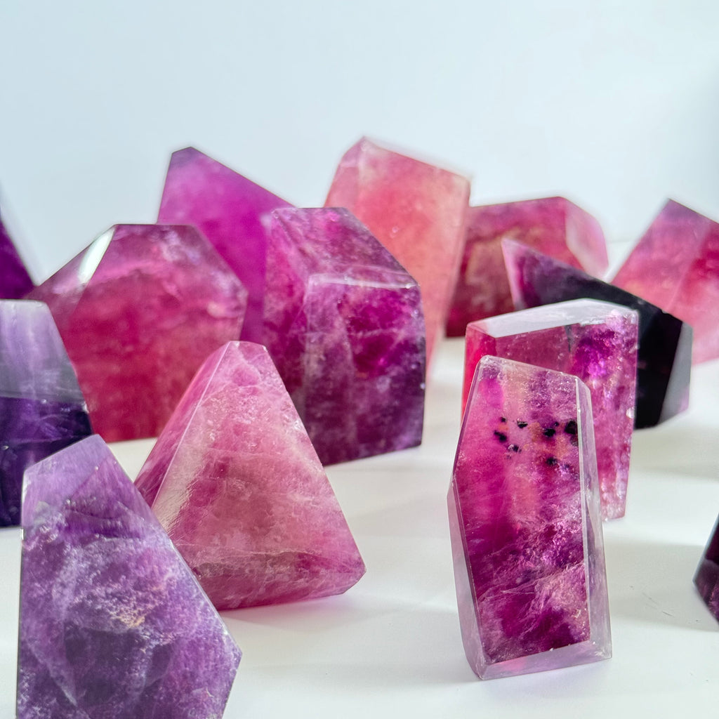 Pink Purple Fluorite Facet