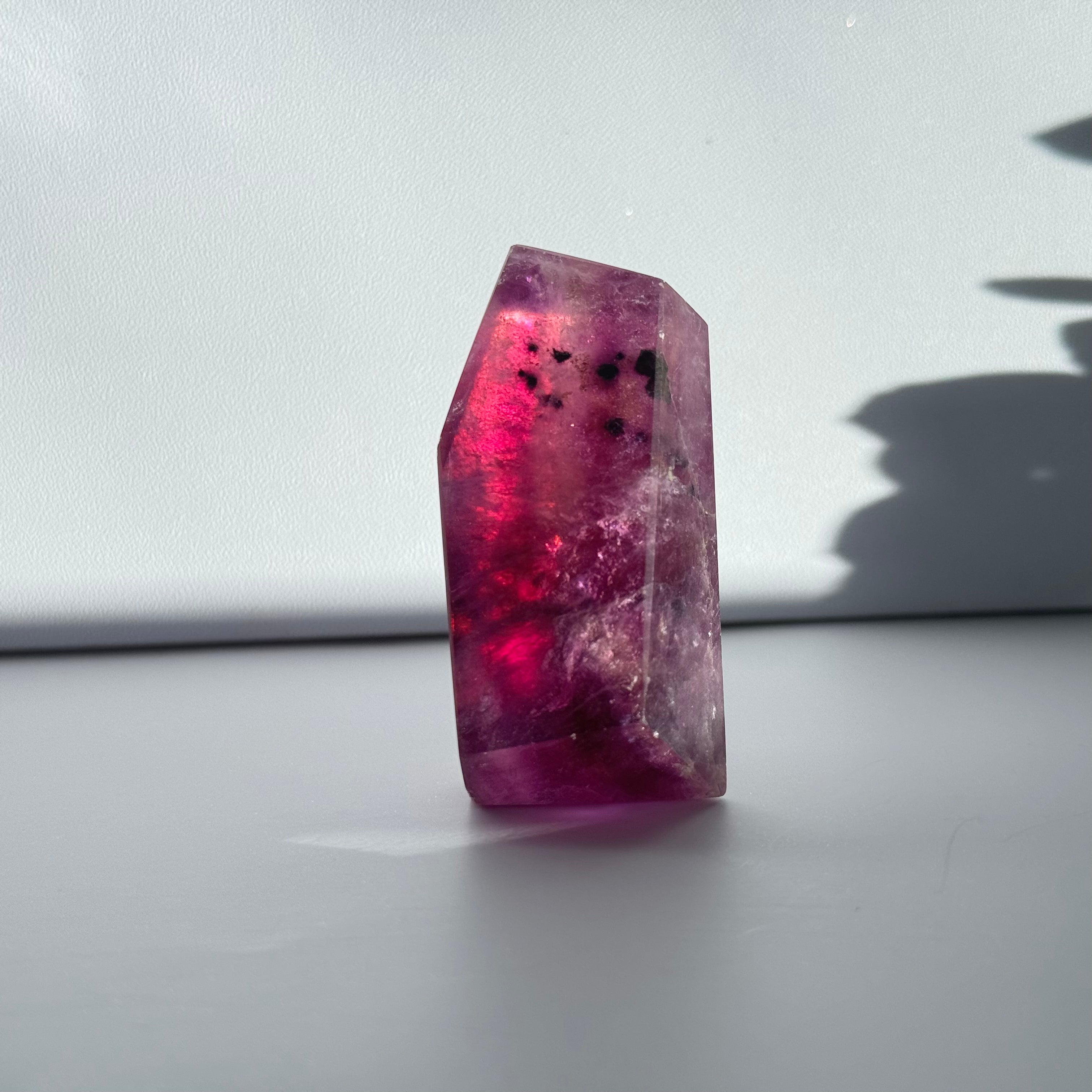 Pink Purple Fluorite Facet