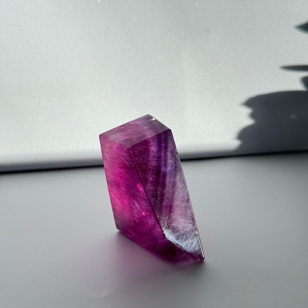 Pink Purple Fluorite Facet