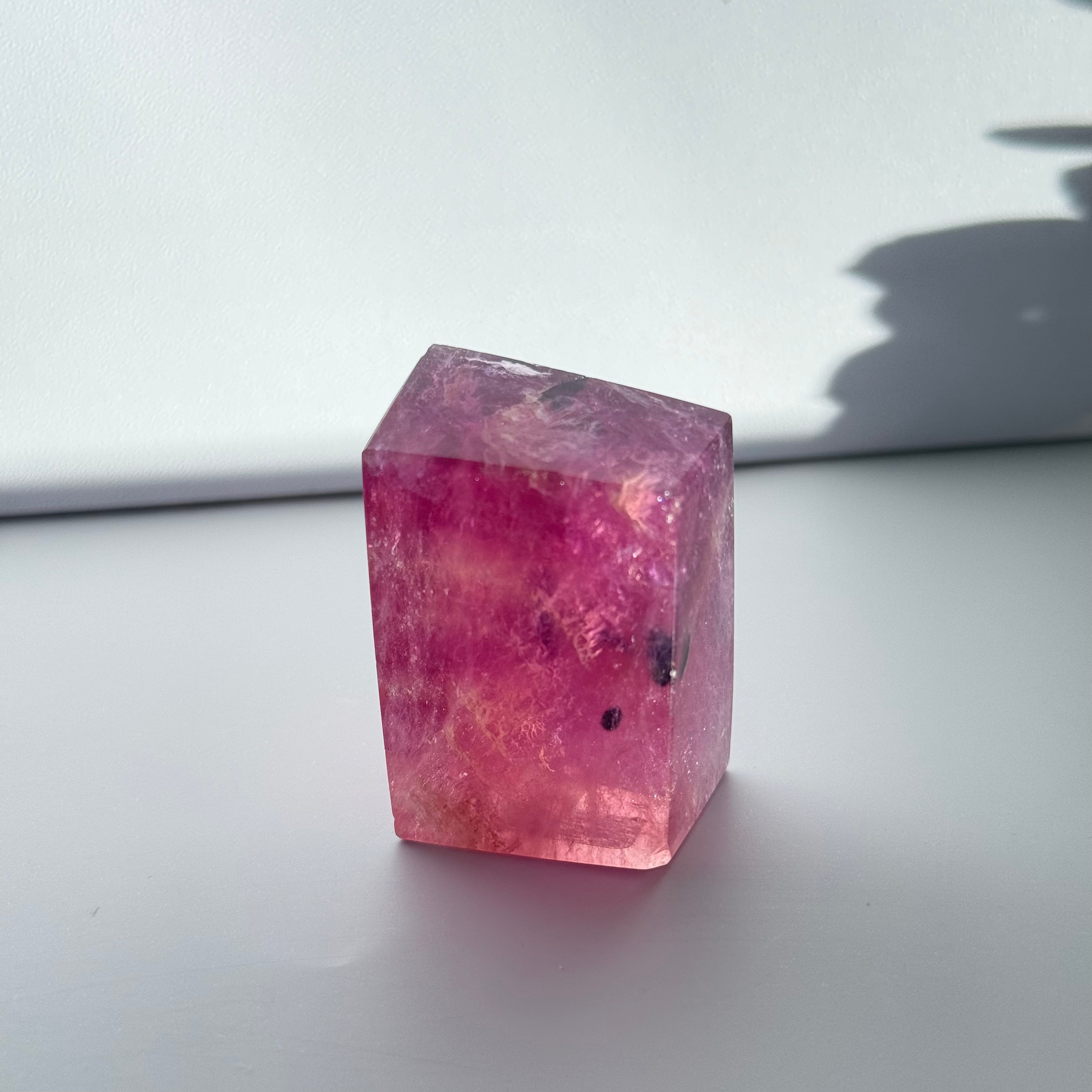 Pink Purple Fluorite Facet