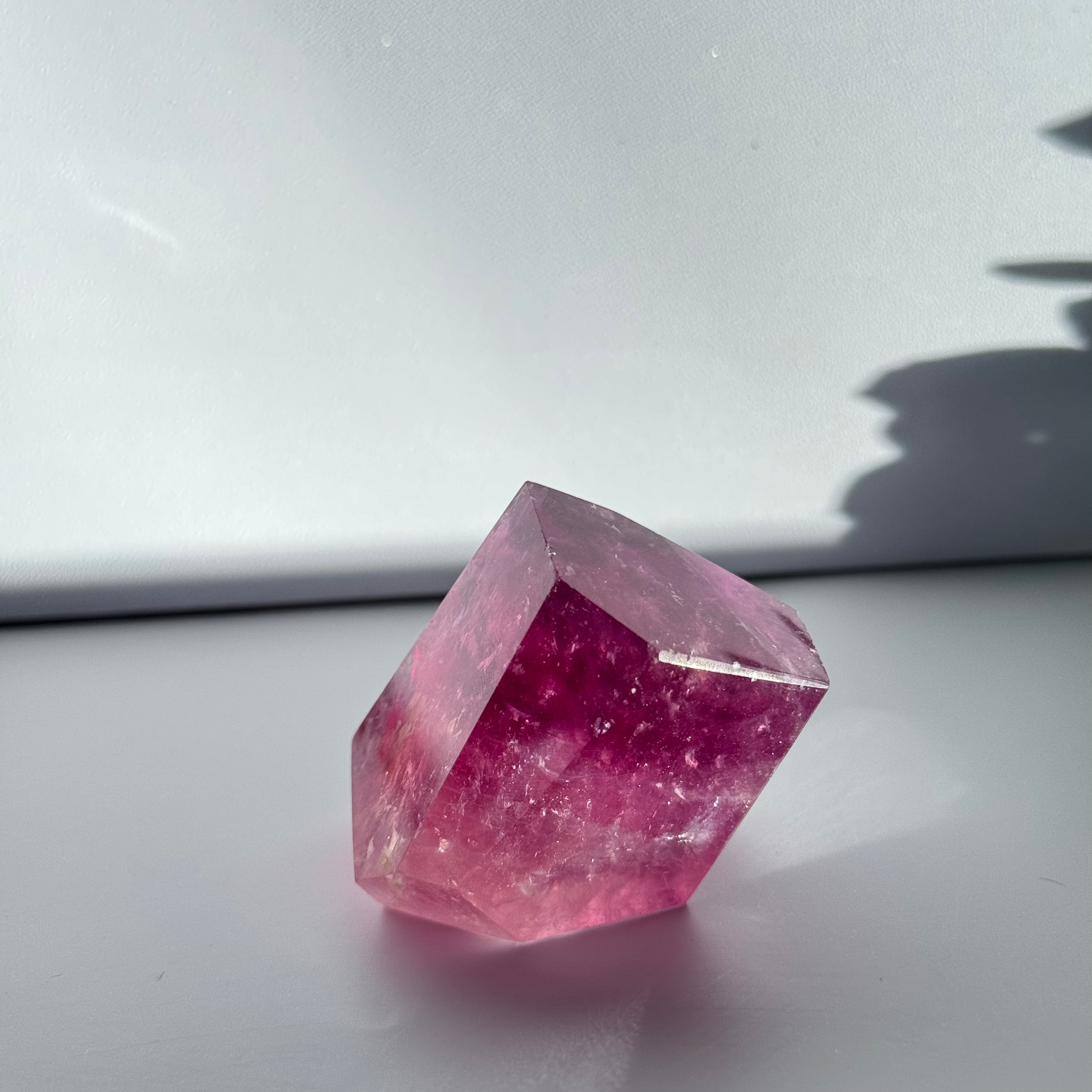 Pink Purple Fluorite Facet