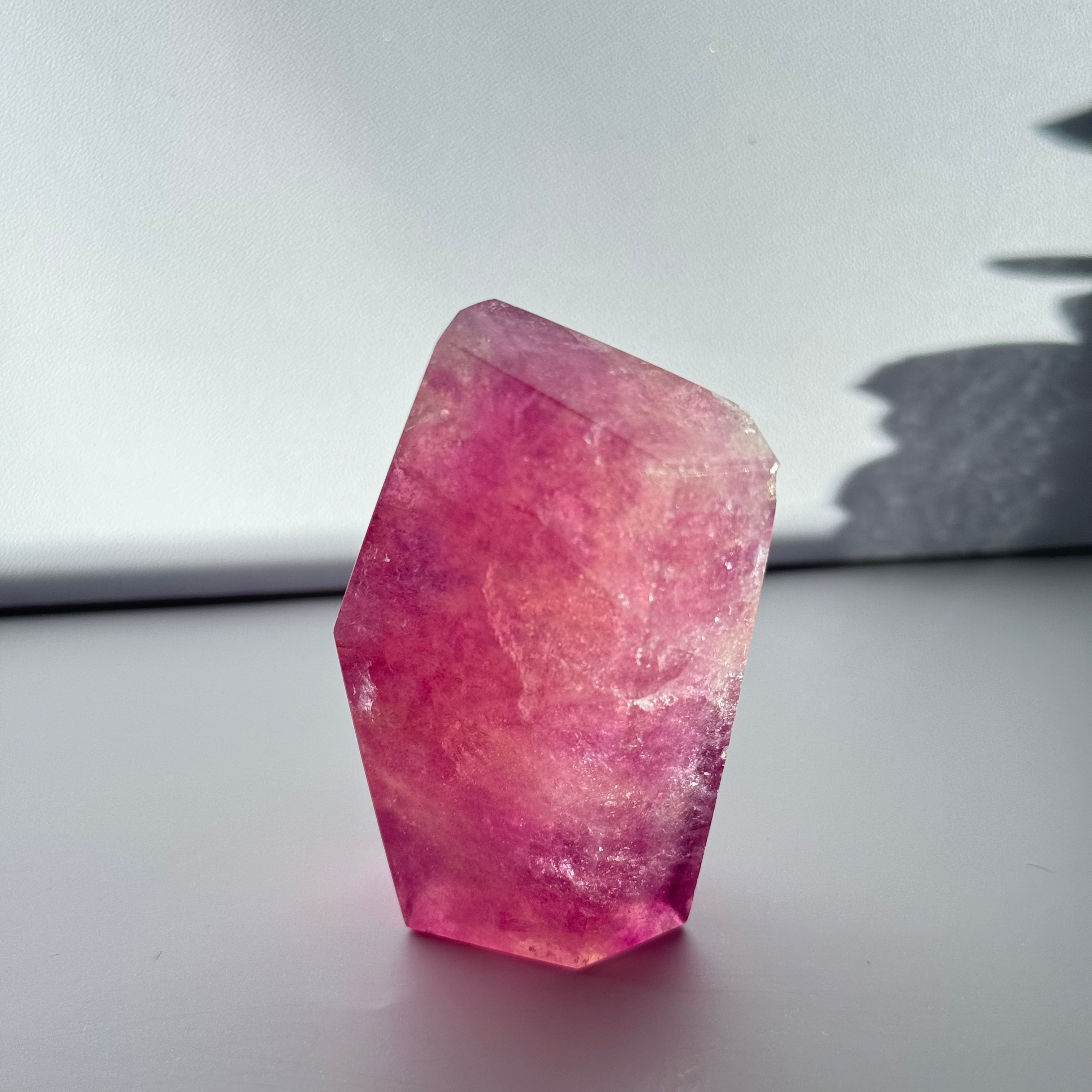 Pink Purple Fluorite Facet