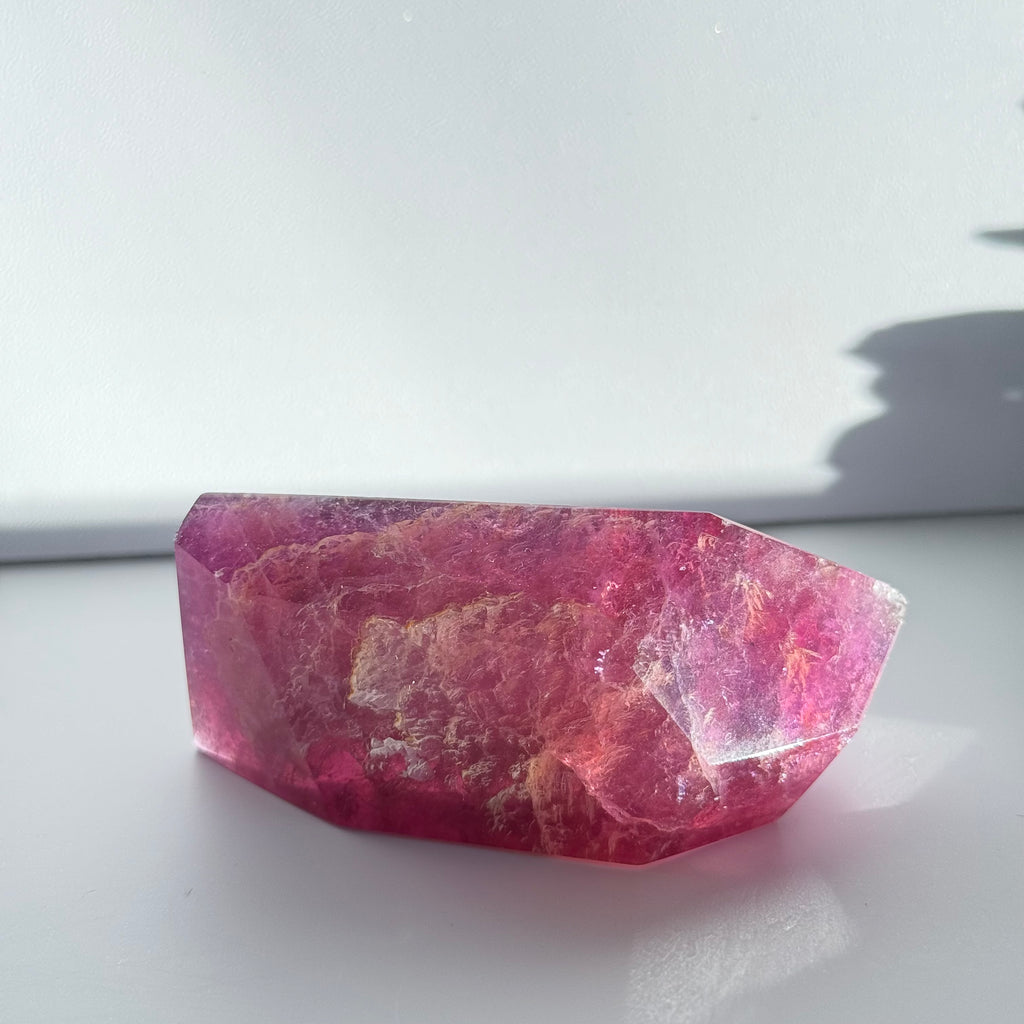 Pink Purple Fluorite Facet