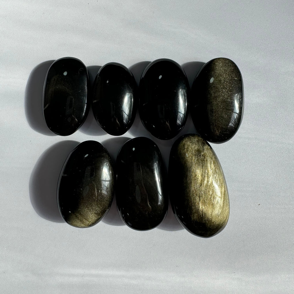 Golden Sheen Obsidian Palm Stone