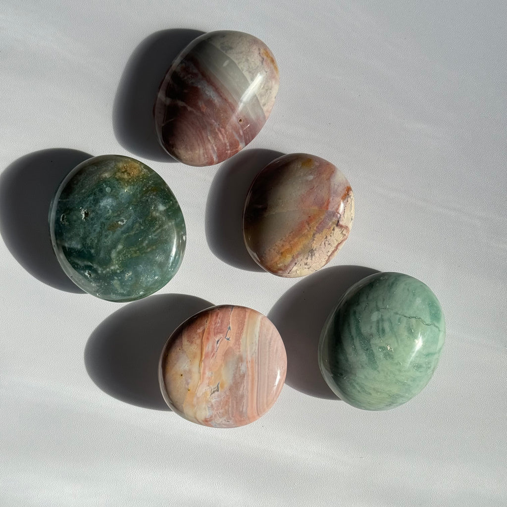 Pastel Ocean Jasper Palm Stone