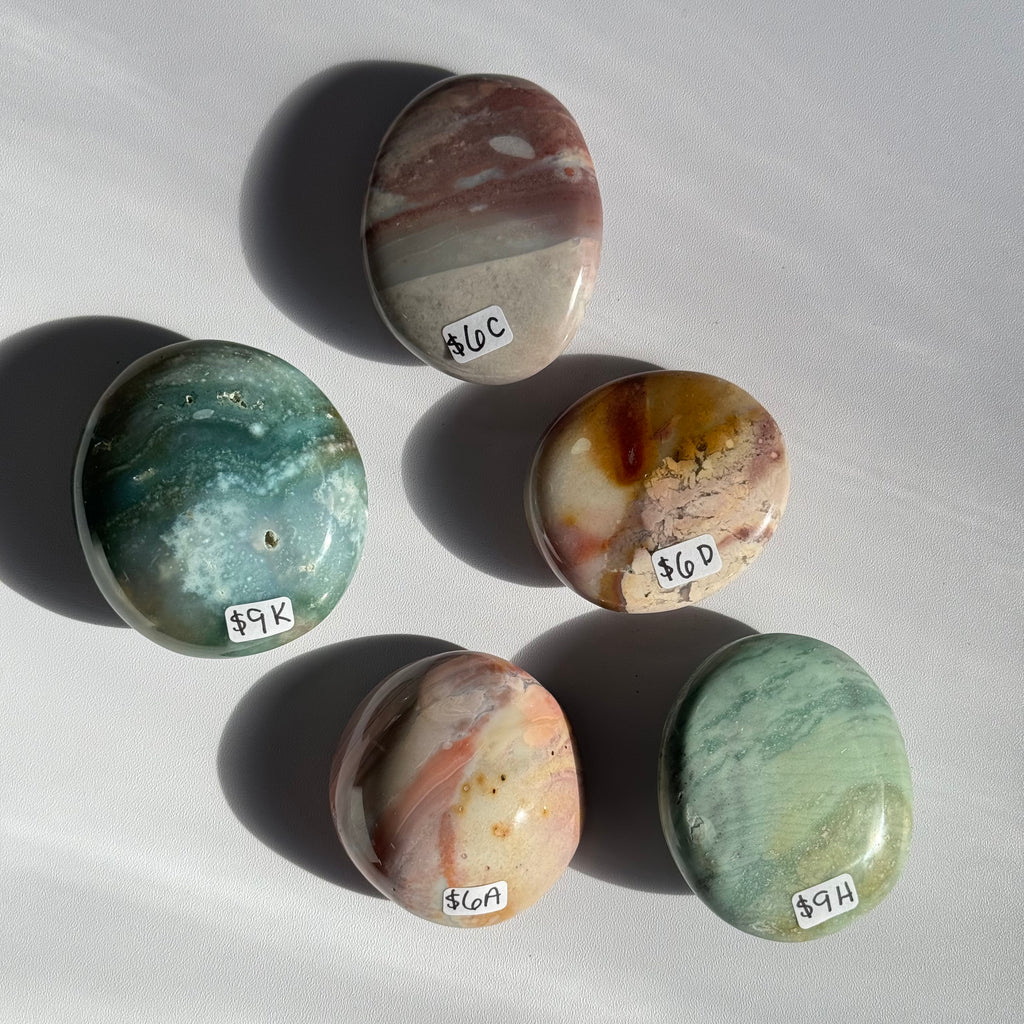 Pastel Ocean Jasper Palm Stone