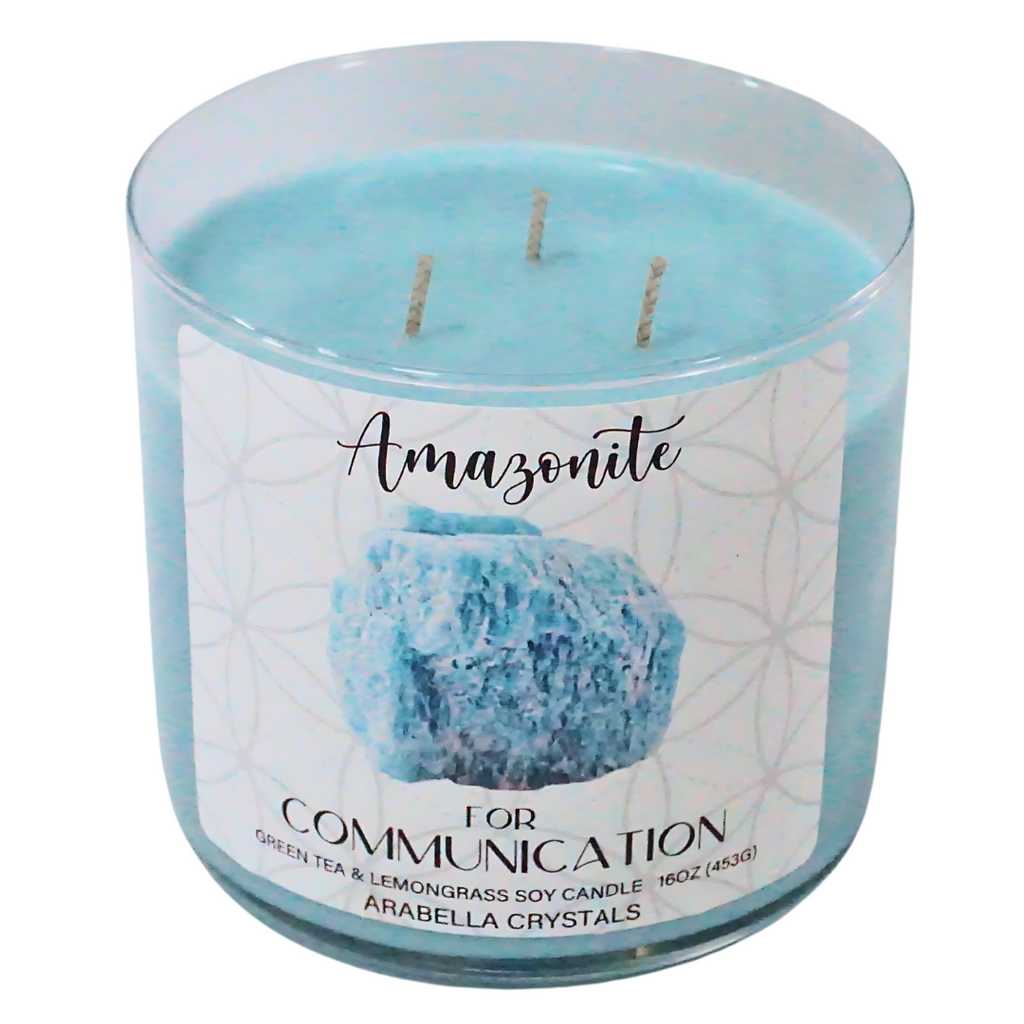 Amazonite Crystal 3-Wick Candle