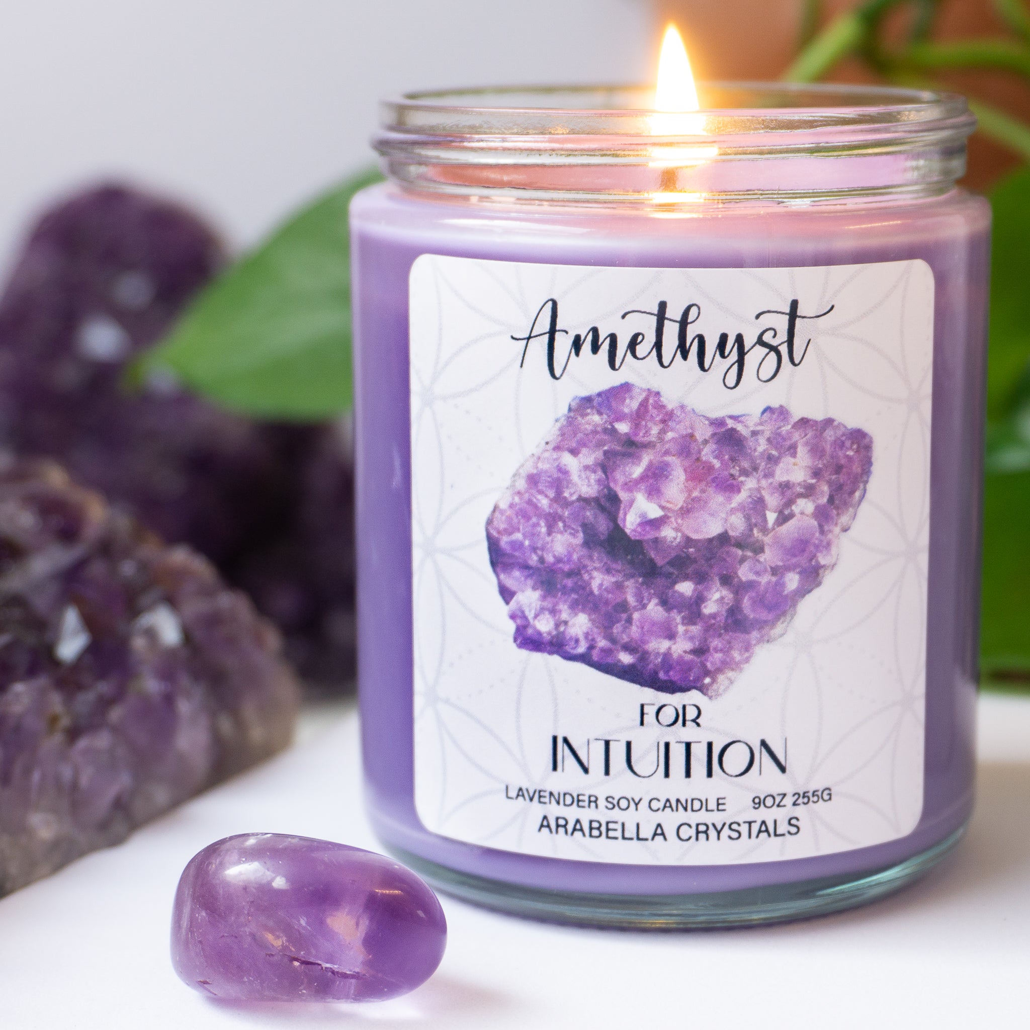 Amethyst Infused Healing Crystal Candle
