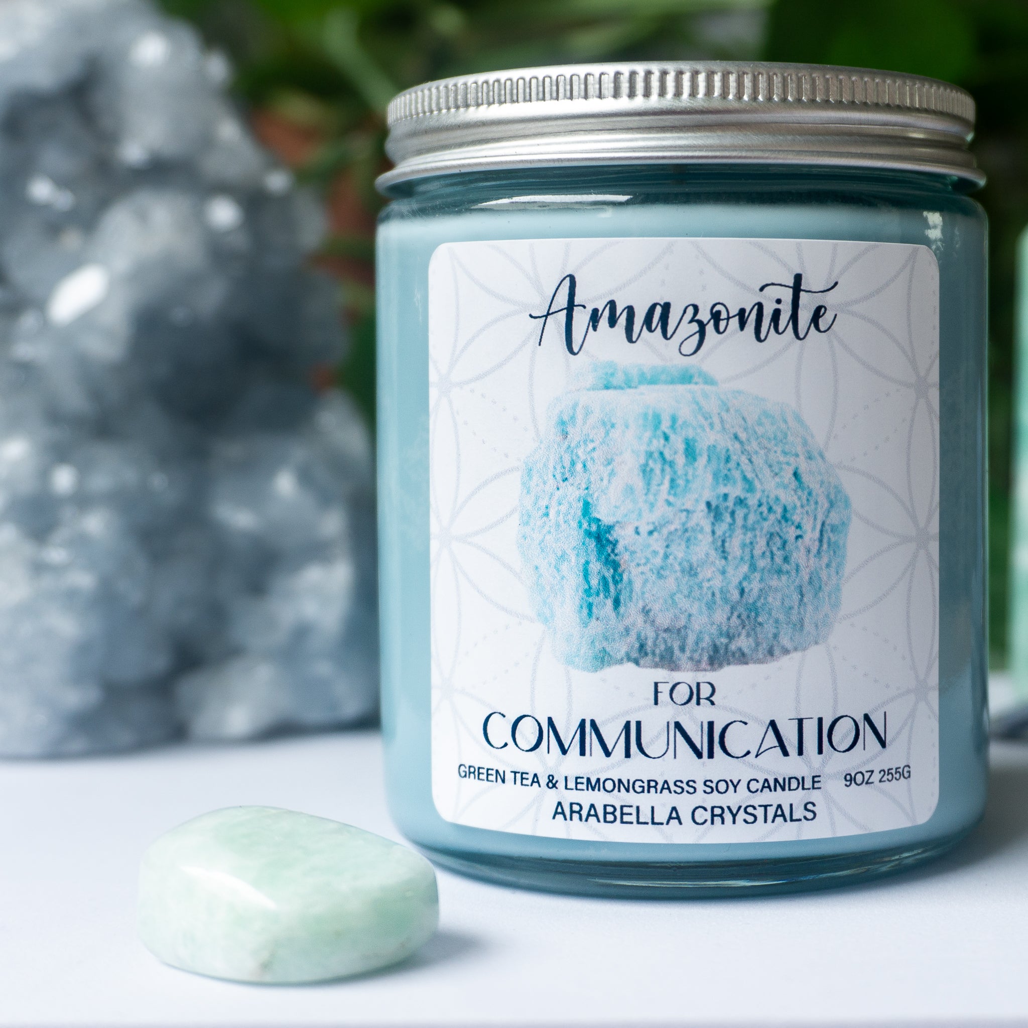 Amazonite Crystal Candle