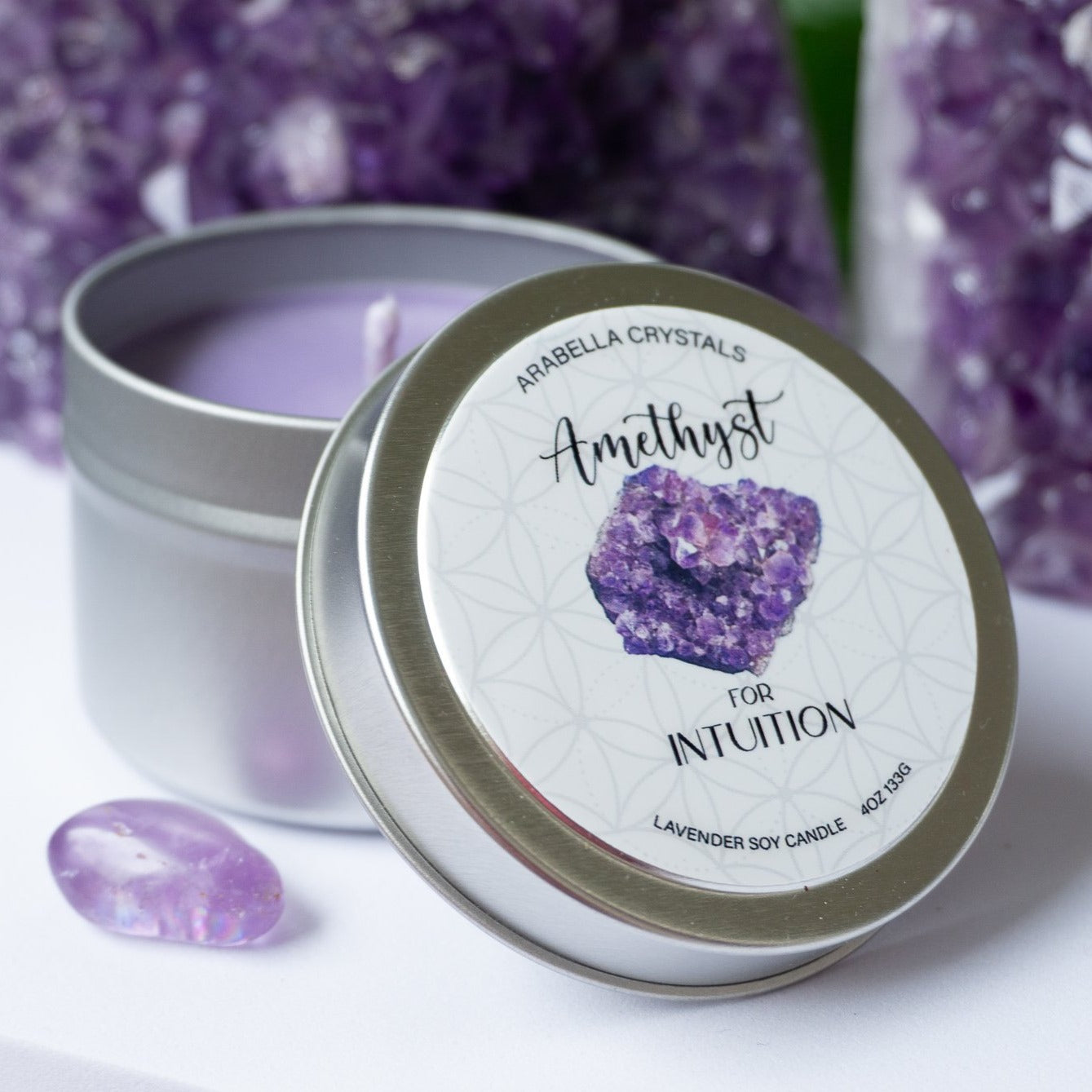 Amethyst Crystal Candle