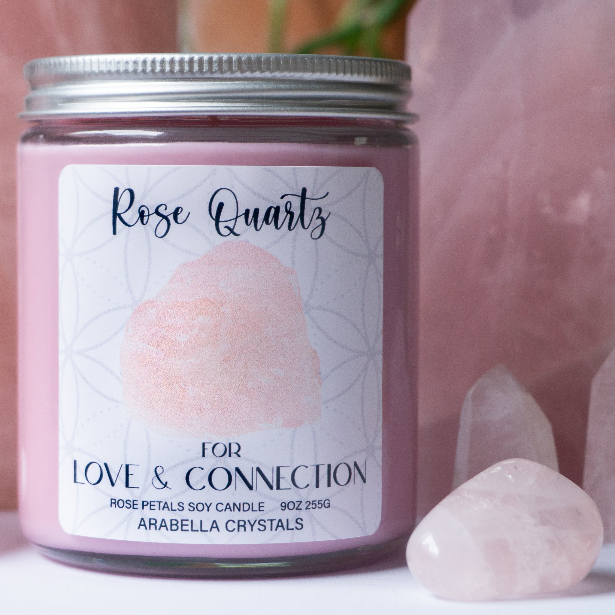 Rose Quartz Crystal Candle