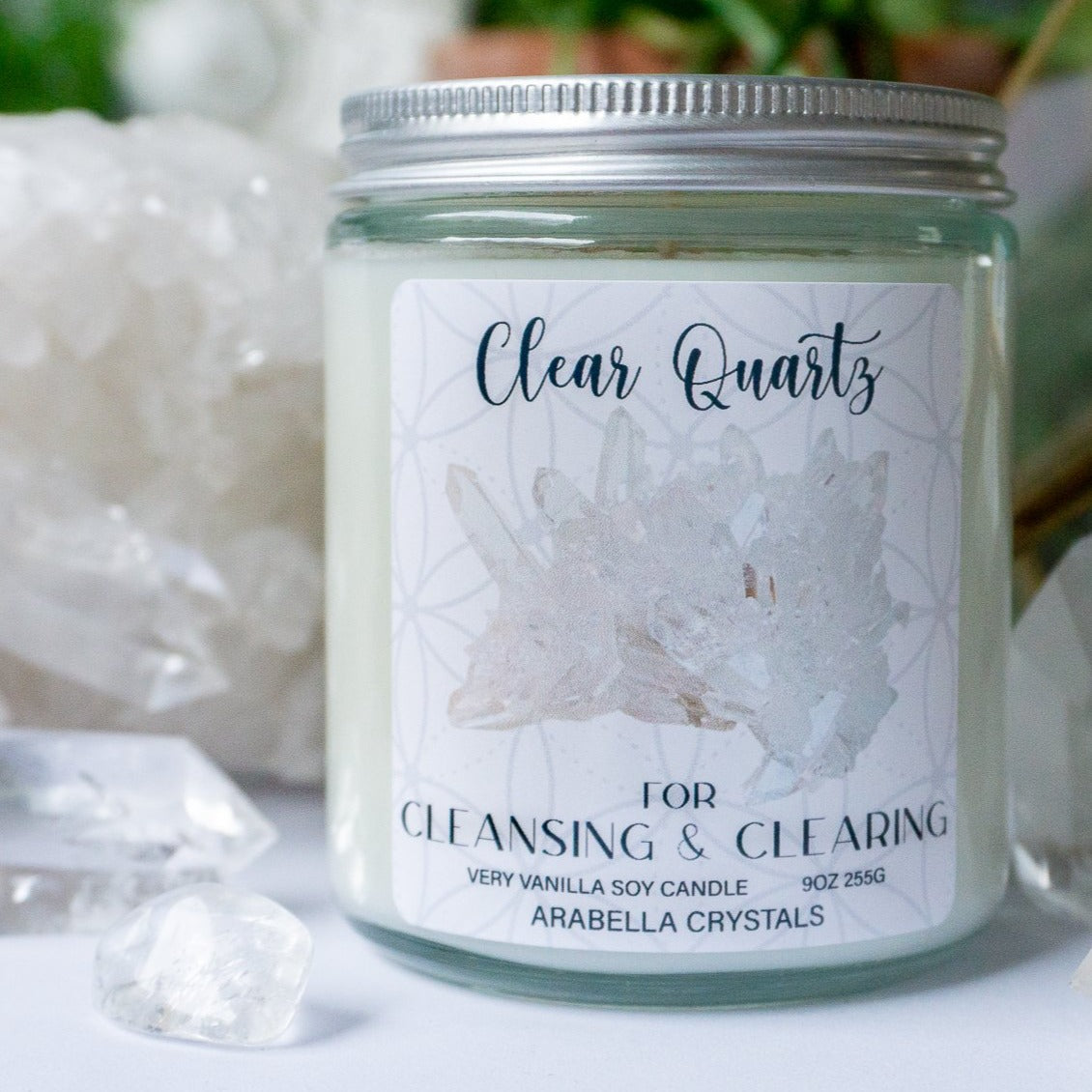 Clear Quartz Crystal Candle