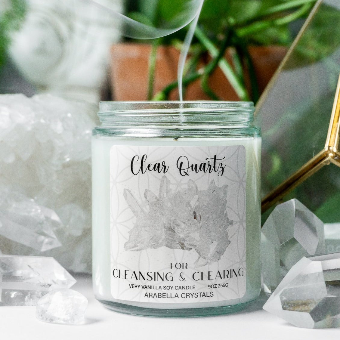 Clear Quartz Crystal Candle