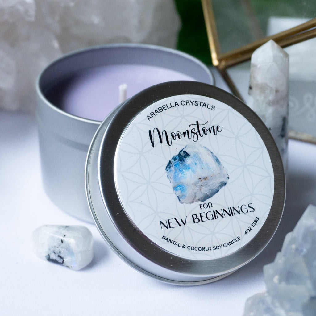 Moonstone Crystal Candle
