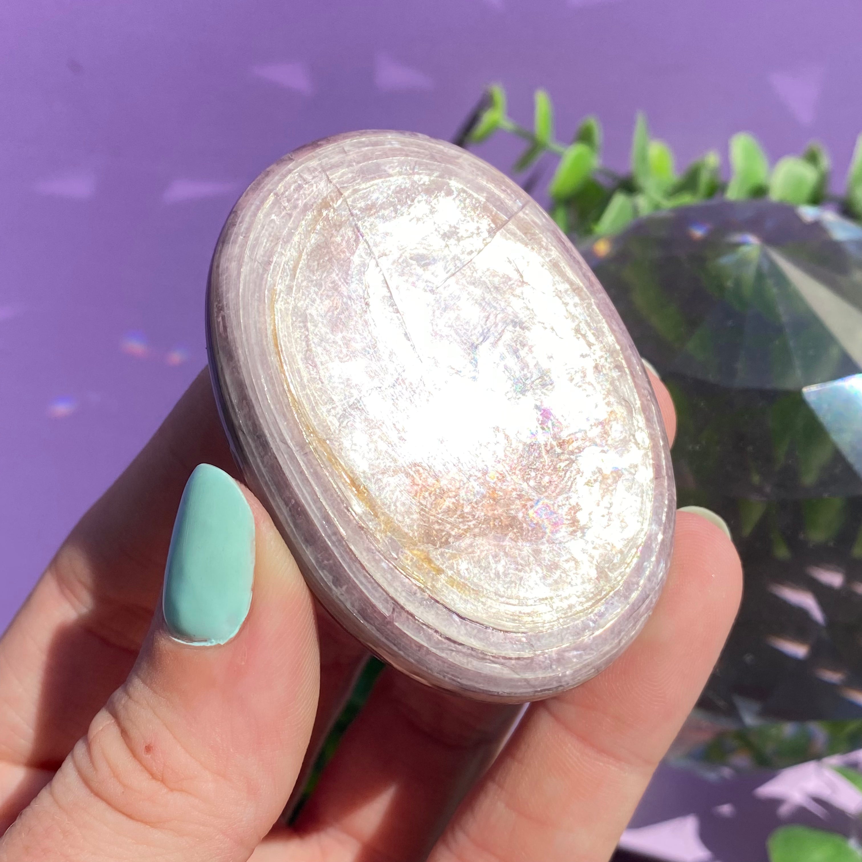 Gem Lepidolite Palm Stone