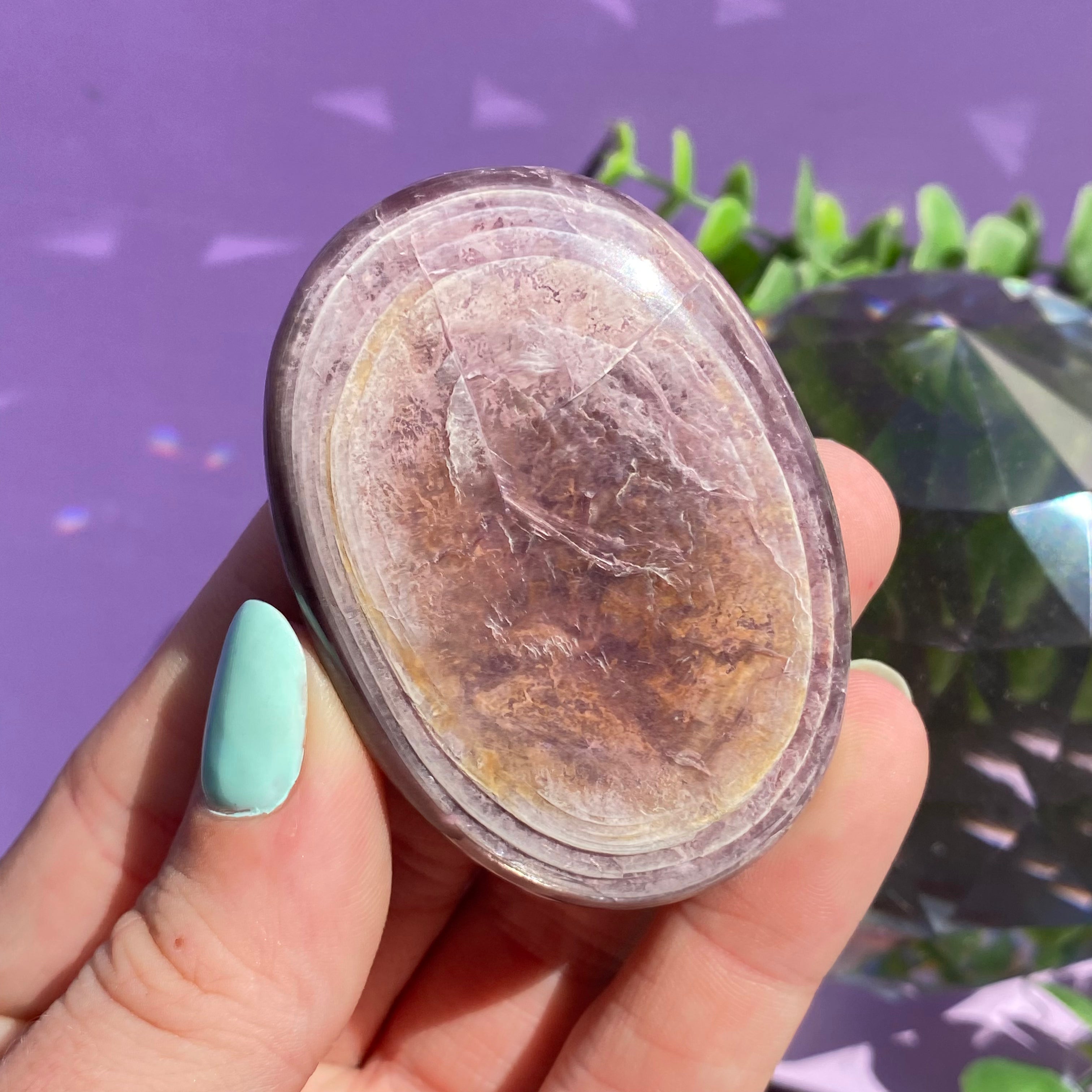 Gem Lepidolite Palm Stone