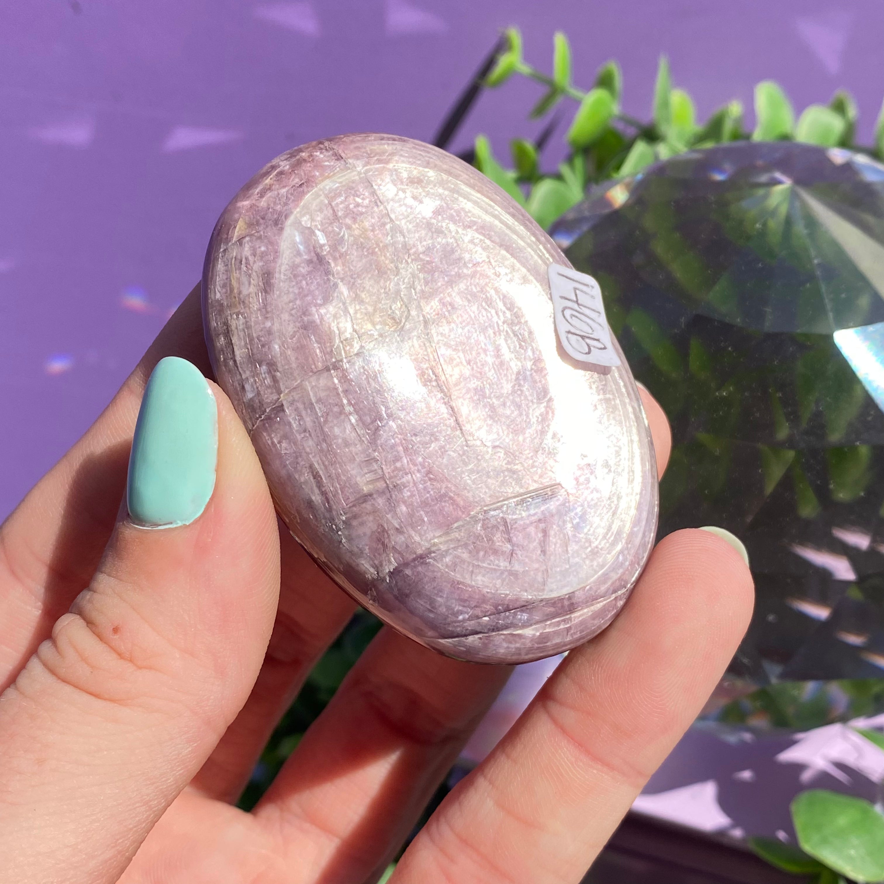 Gem Lepidolite Palm Stone